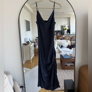Women's navy Slip Dress with Side Ruched Detail